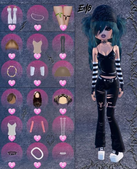 ·:*¨༺ ♱ dress to impress ♱ ༻¨*:· ·:*¨༺ ♱ theme: emo ♱ ༻¨*:· Emo Theme Party Outfit, Theme In Dress To Impress, Dti Theme Urban Legends, Dti Hard Core Punk Theme, Dress To Impress Outfits For Themes, Dti Emo Outfit Idea, Cool Dti Outfits, Dress To Impress Emo Theme, Dress To Impress Apology Video Theme