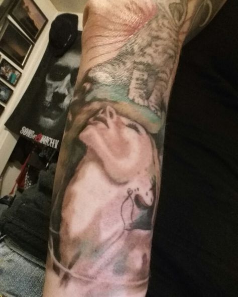 The newest addition to my Deftones sleeve, 'Saturday Night Wrist'. Tattoos by Bryan Rutland of Rutland Studios,  Dover, NH #rutlandstudios #deftonesband #saturdaynightwrist #sassdeluxe Saturday Night Wrist Tattoo, Deftones Tattoos Ideas, Tattoo Ideas Deftones, Deftones Tattoo Ideas, Deftones Saturday Night Wrist Tattoo, Saturday Night Wrist, Deftones Tattoo, Deftones Around The Fur, Ohm Tattoo