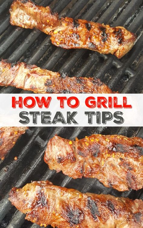 How To Grill Steak Tips. Cooking the perfect steak tips on the grill is easy when you follow these simple instructions! Grilling Steak Tips, Cooking Steak On Grill, Grilling The Perfect Steak, Grill Steak, The Perfect Steak, Cooking The Perfect Steak, Steak Tips, Sirloin Tips, Grilled Steak Recipes