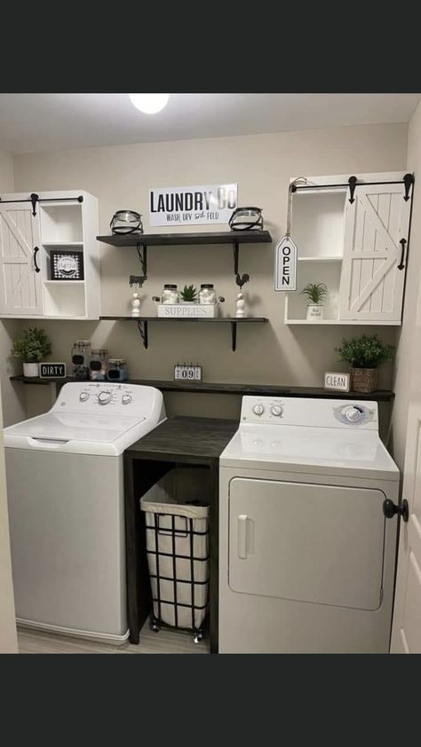 Diy Laundry Renovation, Top Load Washing Machine Area Ideas, Country Laundry Room Ideas, Beige Laundry Room, Small Laundry Closet Ideas, Cozy Laundry Room, Cheap Laundry Room Makeover, Laundry Wallpaper, Wallpaper Laundry Room