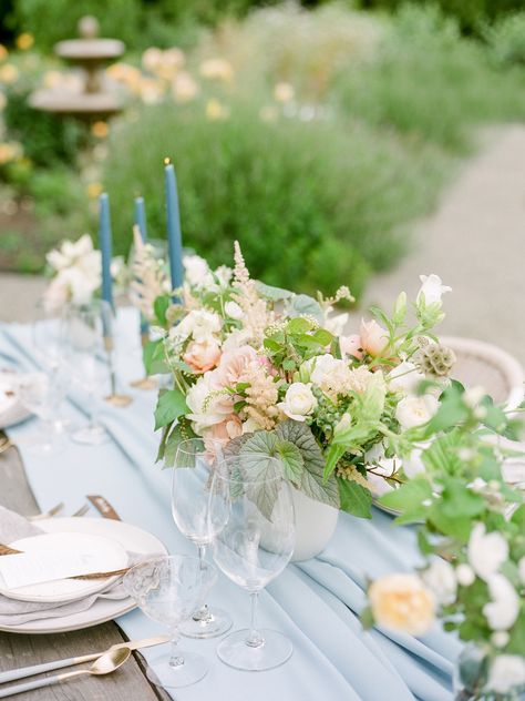 Monet Vineyards Romantic European Inspired Wedding Monet Vineyards, European Inspired Wedding, Wedding Centerpieces Ideas, Vineyard Wedding Inspiration, Old World Elegance, Popular Wedding Colors, Romantic Blue, Centerpieces Ideas, Wedding Color Trends