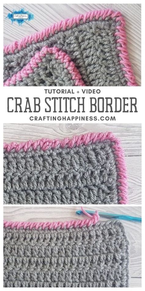 Crab Stitch Border, Crochet Edging Patterns Free, Border Crochet, Bulky Yarn Crochet, Crochet Blanket Border, Crochet Blanket Diy, Crochet Blanket Tutorial, Crochet Blanket Edging, Reverse Single Crochet