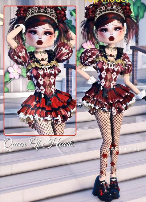 Mad Hatter Dress To Impress Outfit, Wonder Land Dress To Impress, Dti Theme Wonderland, Wonderland Dti Outfit, Alice In Wonderland Dress To Impress, Queen Of Hearts Dress To Impress, Mad Hatter Dress, Alice In Wonderland Fashion, Dti Codes