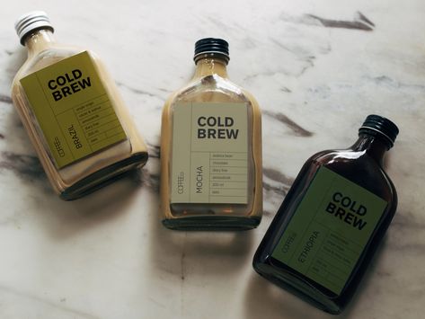 Cold Brew Design Packaging, Coffee Packaging Bottle, Cold Brew Flavors, Cold Brew Packaging Bottle Labels, Cold Brew Bottle Design, Cold Brew Branding, Bottled Coffee Packaging, Coffee Drink Packaging, Coffee Bottle Packaging