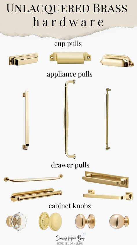 Restoration Hardware Pulls, Gold Pulls Kitchen, Polished Brass Kitchen Hardware, Kitchen Cabinets Drawer Pulls, Rejuvenation Hardware, Brass Flush Mount Light, Unlacquered Brass Hardware, Brass Kitchen Hardware, Antique Brass Kitchen