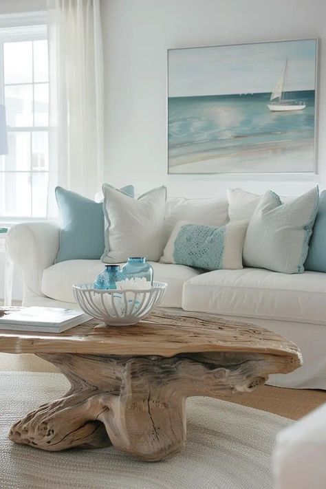 Modern Coastal Living Room Ideas, Coastal Living Rooms Ideas, Coastal Living Room Ideas, Modern Coastal Living Room, Nautical Interior, Beach Living Room, Beach House Living Room, Bed Apartment, Beach Finds