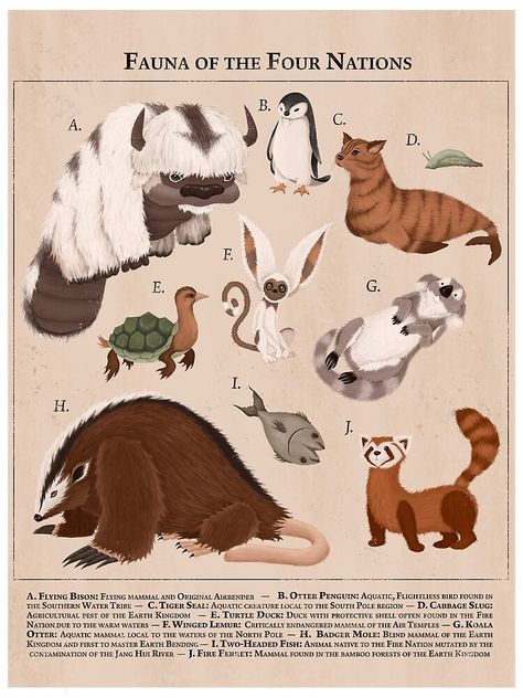 "ATLA Fauna" Poster by sklotzer | Redbubble Atla Poster Vintage, Avatar Vintage Poster, Atla Poster Aesthetic, Atla Poster Prints, Avatar The Last Airbender Poster Aesthetic, Avatar The Last Airbender Wall Art, Avatar The Last Airbender Posters, Avatar The Last Airbender Room Ideas, Avatar The Last Airbender Concept Art