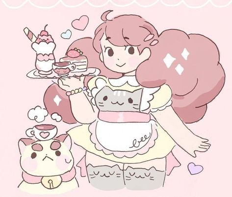 Bee And Puppycat, Arte Inspo, Kawaii Drawings, Kawaii Art, Cartoon Shows, Cartoon Art Styles, Pretty Art, Pink Hair, Drawing Inspiration