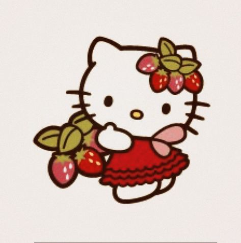 Kitty Wallpaper, Hello Kitty Wallpaper, Strawberries, Hello Kitty, Kitty, Red