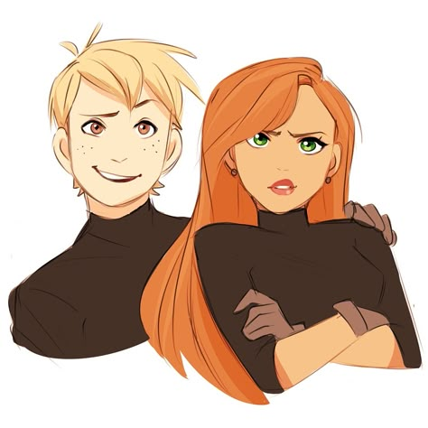 Kim Possible And Ron, Kim And Ron, Kim Possible, Drawing Cartoon, Disney Fan Art, Disney And Dreamworks, Disney Animation, Disney Stuff, Disney Love