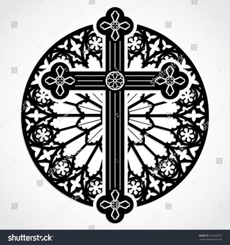 Window Silhouette, Gothic Window, Circle Vector, Window Illustration, M Image, Gothic Windows, Cross Vector, Rose Window, Gothic Rose