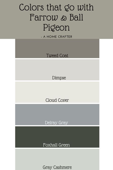 Pigeon is inspired by the plumage of a pigeon, evoking a subtle blend of muted greens and grays. |paint colors that pair well with neutral colors| most popular neutral paint colors| Gray cashmere benjamin moore| Dimpse Farrow and Ball| Farrow and Ball Dimpse| neutral paint colors| Cloud cover| Delray gray| Pigeon 25 Farrow And Ball Cabinets, Farrow And Ball Pigeon Color Match Sherwin Williams, Farrow And Ball Pigeon Nursery, Farrow And Ball Greys, Pigeon Farrow And Ball Colour Scheme, Farrow And Ball Pigeon Living Room, Dimpse Farrow And Ball, Pigeon Farrow Ball, Gray Cashmere Benjamin Moore