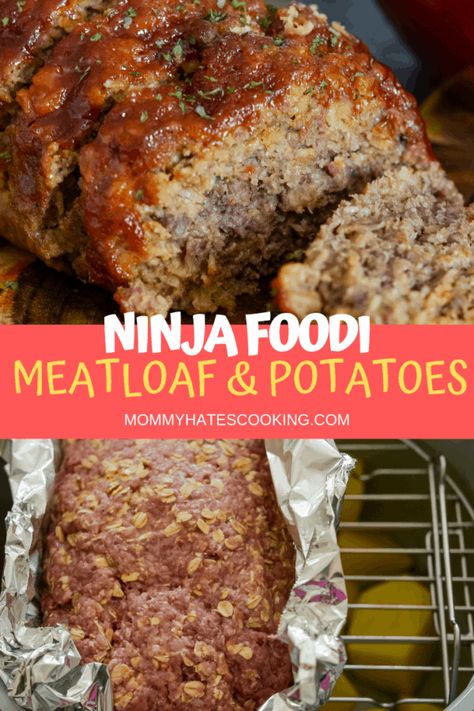 Ninja Foodi Meatloaf, Meatloaf And Potatoes, Ninja Cooking System, Ninja Cooking System Recipes, Slow Cooker Meatloaf, Best Beef Recipes, Ninja Recipes, Minced Meat, Ninja Foodi