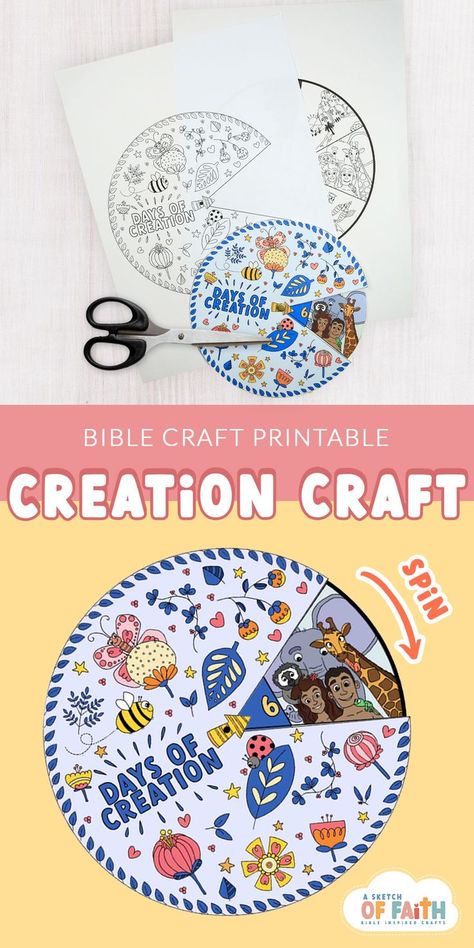 Paper creation craft for kids Gods Creation Crafts, Creation Bible Crafts, World Creation, Bible Study Crafts, Cheap Kids Crafts, Creation Activities, 7 Days Of Creation, Creation Bible, Sabbath School