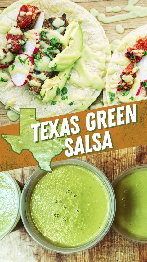 Best Green Salsa Recipe, Mexican Green Sauce For Tacos, Green Salsa For Tacos, Green Chili Salsa Recipes, Green Creamy Salsa, Texas Recipes Authentic, Green Sauce For Tacos, Creamy Green Salsa Recipe, Creamy Green Salsa