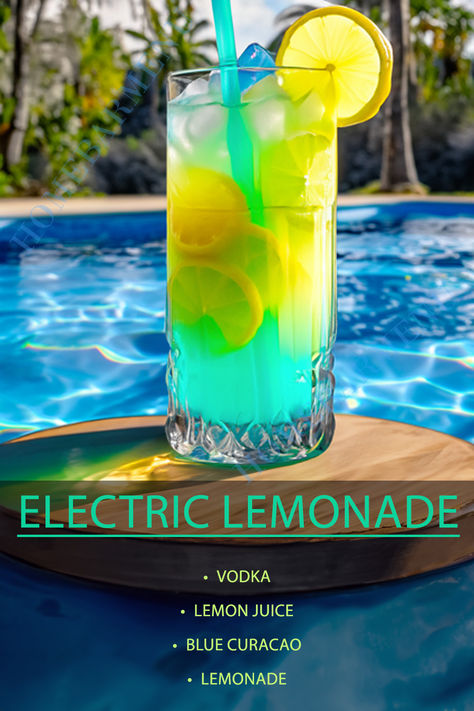 Lemonade Cocktail Recipe, Electric Lemonade, Cocktail Recipes At Home, Lemon Cocktail, Bartender Drinks, Lemonade Cocktail, Liquor Drinks, Odd Jobs, Boozy Drinks