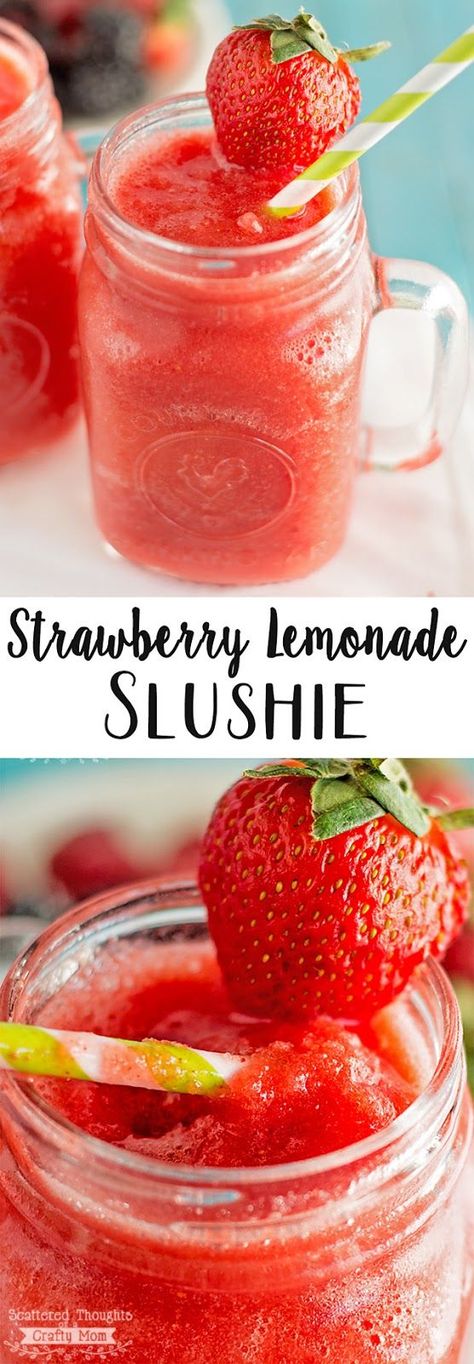 Vodka Strawberries, Lemonade Slushie Recipe, Lemonade Slushie, Lemonade Slush, Drink Vodka, Lemonade Slushies, Resep Smoothie, Slushie Recipe, Scrumptious Food