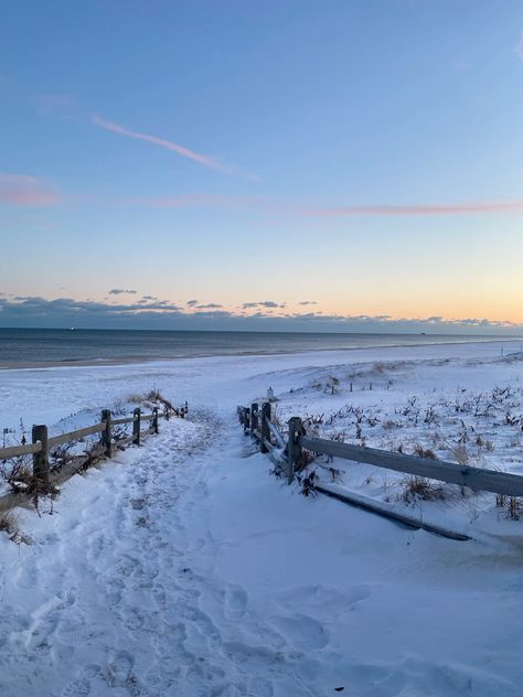 beach during winter Virginia Beach Winter, Beach At Winter, Cold Ocean Aesthetic, Beach During Winter, Coastal Winter Aesthetic, Snowy Beach Aesthetic, Snow On A Beach, Beach Winter Aesthetic, Snow On The Beach Aesthetic