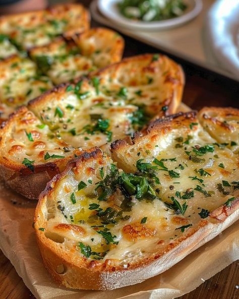 Garlic Bread Aesthetic, Baguette Garlic Bread, Bread Aesthetic, Cheesy Garlic Bread, Bread Ingredients, Italian Bread, Garlic Bread, Parsley, Garlic