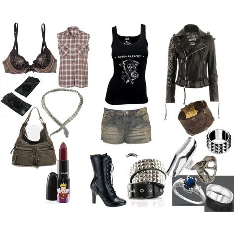 "sons of anarchy chick" by littleshopofgore on Polyvore Happy Lowman, Biker Outfits, Tara Knowles, Gemma Teller, Gangster Party, Biker Babe, Ideal Closet, Leather Outfits, Biker Outfit