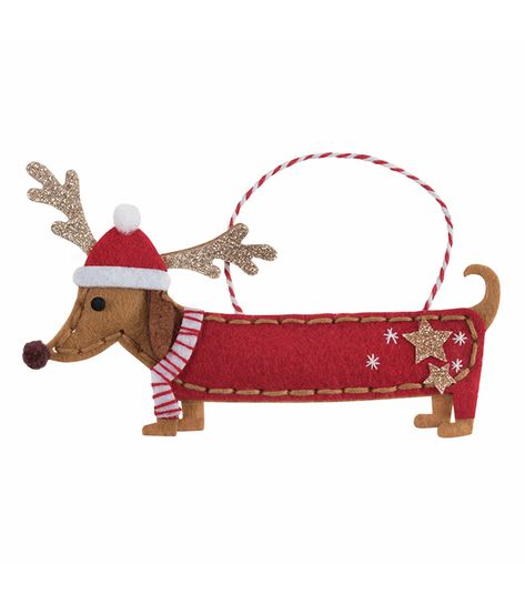 Dachshund Ornament, Plush Craft, Dachshund Decor, Cute Christmas Decorations, Dog Xmas, Christmas Craft Kit, Felt Christmas Decorations, Dog Christmas Ornaments, Dachshund Christmas