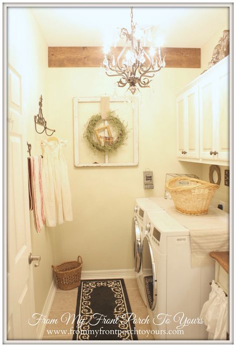 Laundry love Budget Laundry Room Makeover, French Country Laundry Room, Perfect Laundry Room, Country Laundry Rooms, Laundry Room/mud Room, Laundry Room Inspiration, Laundry Room Storage, Laundry Mud Room, Laundry Room Makeover