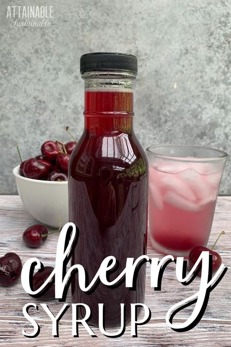 Cherry Syrup Recipe, Diy Food Storage, Hot Coffee Drinks, Cherry Syrup, Cherry Vanilla, Homemade Pantry, Homemade Recipes Dessert, Homemade Syrup, Refreshing Drinks Recipes