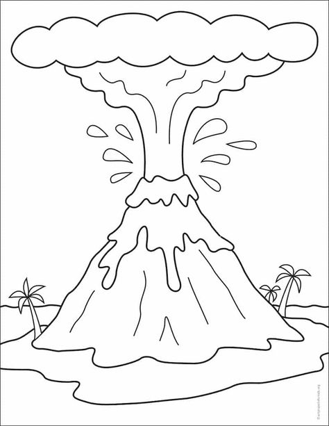 Poster About Volcanic Eruption Drawing, Easy Volcano Drawing, Kindergarten Volcano Worksheets, Volcano Coloring Page Free Printable, How To Draw A Volcano, Volcano Drawing Simple, Volcano Worksheets For Kids, Volcanic Eruption Drawing, Volcanoes Drawing