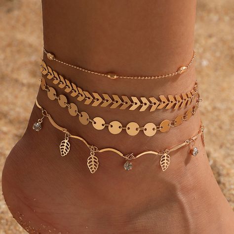 Gold Leaf Design, Hippie Aesthetic, Dancers Outfit, Boho Crystal, Gold Fringe, Foot Jewelry, Chain Anklet, Anklet Jewelry, Jewelry Cleaner