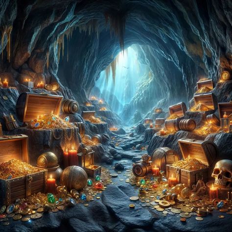 Mysterious Cave with Hidden Treasure Embark on an adventure into a mysterious cave filled with hidden treasures! This stunning AI-generated image captures the magic and mystery of an epic treasure hunt. Perfect for adventure lovers and fantasy art enthusiasts. Discover the wonders that await inside! #MysteriousCave #HiddenTreasure #AIArt #DigitalArt #FantasyArt #AdventureTime #TreasureHunt #Exploration #Mystery #MagicCave #InstaArt #ArtCommunity #ViralArt #AIgenerated #EpicDiscoveries #Trea... Found Treasure, Cave Background, Cave Wallpaper, Magic And Mystery, Inktober 2024, Floor Wallpaper, Pirate Treasure, Hidden Treasure, Treasure Chest