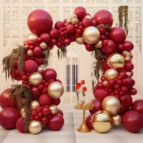 PRICES MAY VARY. 140 PCS RED AND GOLD BALLOONS DIFFERENT SIZES: Package includes 18 inch balloons 4 pcs, 12 inch balloons 35 pcs, 10 inch balloons 40 pcs, 5 inch small balloons 60 pcs, balloon decorating strip kit 1 set NON-TOXIC & SAFE: Made of latex, safe and non-toxic, recommended to use with a balloon hand pump or electric balloon pump WHAT TO FILL WITH: Latex balloons filled with AIR will stay full for up to 72 hours, while with HELIUM will stay full for 3-6 hours. For best float results, f Old Hollywood Birthday Party Theme, Red And Gold Quince Decorations, Elegant Christmas Birthday Party, Red Balloons Decoration, Winter Balloon Decor, Red And White And Gold Wedding, December Birthday Decorations, Red Gold And White Party Decorations, Red And Gold Themed Birthday Party