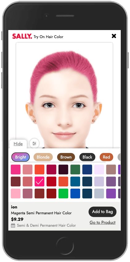 Try On Virtual Hair Color | Sally Beauty Ion Brights Hair Color Chart, Virtual Hair Color Try On, Sally Hair Color, Sally Beauty Hair Color, Ion Hair Color Chart, Try On Hair Color, Ion Hair Colors, Manic Panic Hair, Good Dye Young