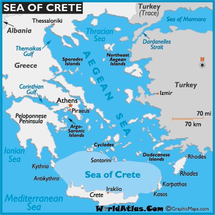 Sea of Crete: Santorini, Greece Gothic Poetry, Serbian History, Sea Of Azov, Sea Map, Naxos Greece, World Atlas, Thessaloniki Greece, Santorini Island, Greece Vacation