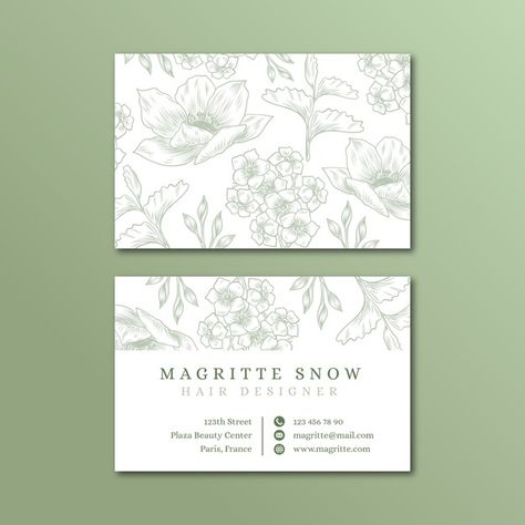 White Business Card Design, Florist Business Card, Floral Portfolio, Corporate Business Card Design, Buisness Cards, Business Card Texture, Business Car, Floral Business Cards, Graphic Design Business Card