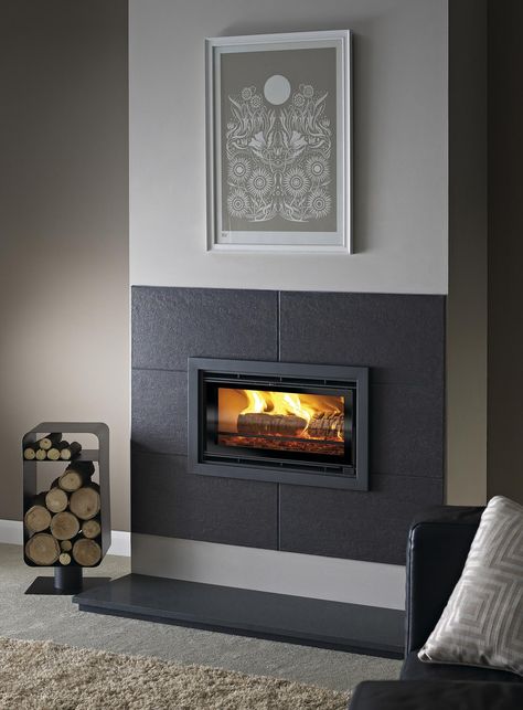 Slate Fireplace Surround, Insert Stove, Wood Burner Fireplace, Wood Burning Stoves Living Room, Log Burner Fireplace, House Renovation Design, Log Burner Living Room, Wood Burning Fireplace Inserts, Inset Fireplace