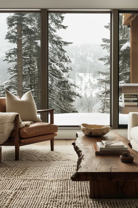 See how to create modern rustic decor at home with these quick DIY tips. Aspen Home Decor, Mcm Mountain Home, Alpine Home Decor, Cozy Mountain Home Aesthetic, Luxe Lodge Decor Interior Design, Cabin Chic Decor Living Room, Colorado Interior Design Style, Canadian Homes Interiors, Montana Style Decor