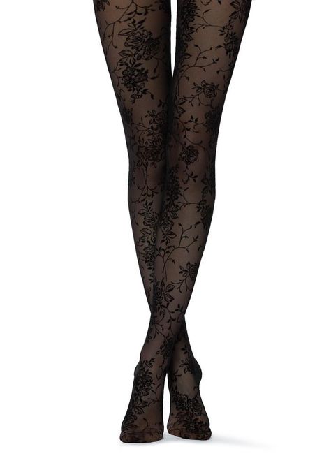 Floral Flock Tulle Tights Design Tights, Funky Tights, Cool Tights, Floral Tights, Cute Tights, Tights Socks, Patterned Tights, Stocking Tights, Thigh High Socks