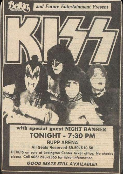 Kiss Posters, Kiss Album Covers, Concert Flyers, Kiss Poster, Space Ace, Eric Singer, Night Ranger, Kiss Concert, Vintage Concert Posters