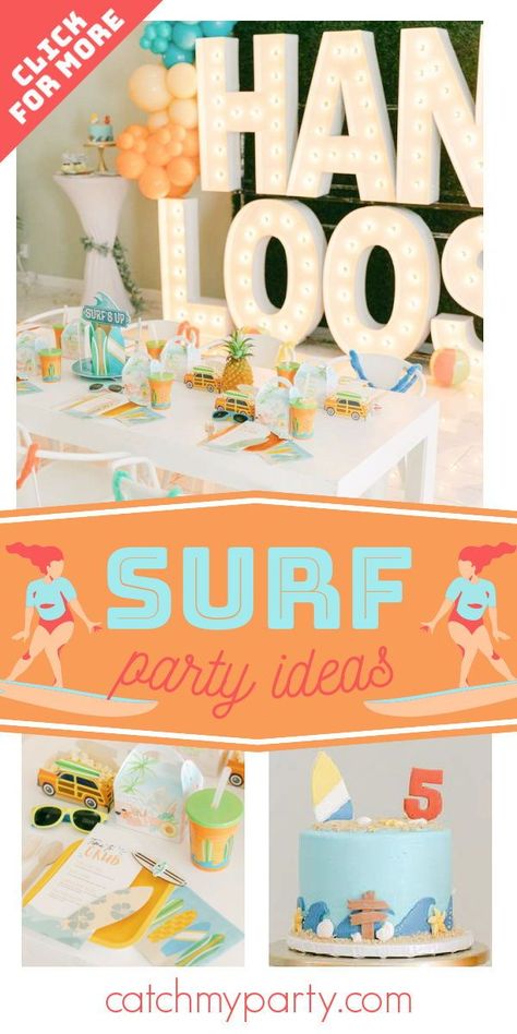 Beach Party Snacks, Surf Theme Party, Surfer Birthday, Dude Birthday Party, Surf Birthday Party, Summer Party Planning, Toddler Boy Birthday, Surf Birthday, Soda Bar