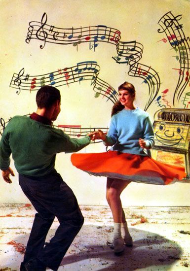 Couples Dance Floor Drawing, Rockabilly Dancing, Italian Postcard, Rock And Roll Dance, Retro Dance, 50s Rock And Roll, 60s Vintage Fashion, Vintage Dancing, 50s Music