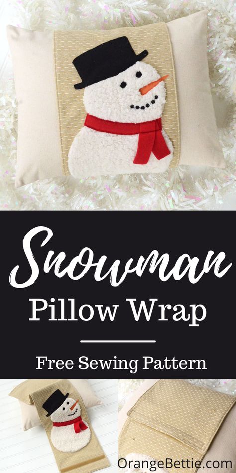 DIY Christmas Snowman Pillow Wrap – Free Pattern Pillow Applique Ideas, Diy Christmas Throw Pillow Covers, Pillow Wraps How To Make, Christmas Pillow Patterns Free, Pillow Wraps Free Pattern, Christmas Pillows Diy Sewing Projects Free Pattern, Christmas Throw Pillows Diy, Christmas Tree Pillow Diy Free Pattern, Snowman Pillow Diy