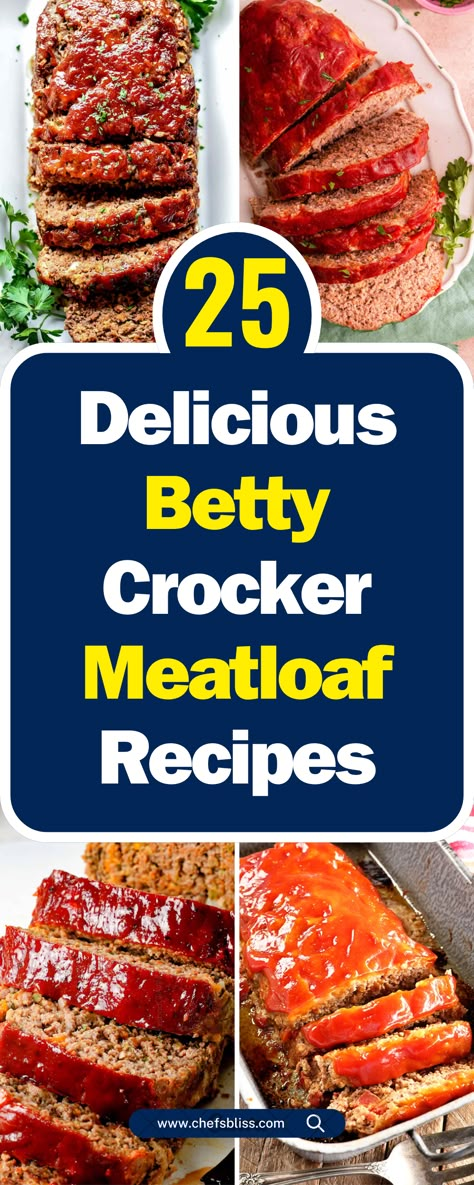 25+ Delicious Betty Crocker Meatloaf Recipes for Every Taste and Occasion! Meatloaf Betty Crocker, 1 Pound Meatloaf Recipes Easy Classic, Old School Meatloaf Recipe, Betty Crocker Meatloaf Recipe, Betty Crocker Meatloaf, Savory Meatloaf, Old Fashioned Meatloaf, Bacon Meatloaf, Bbq Meatloaf