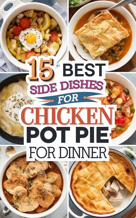 Serve up a delicious and well-rounded meal with these perfect side dishes for your chicken pot pie! 🍴🥗 #dinnerideas #foodie Sides To Go With Chicken Pot Pie, Sides With Chicken Pot Pie, Chicken Pot Pie Dinner Sides, Sides For Pot Pie, Pot Pie Sides Dishes, Chicken Pot Pie Sides Dishes, What To Serve With Chicken Pot Pie, Chicken Pot Pie Dinner, Delicious Chicken Pot Pie