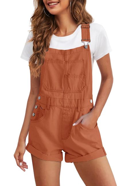 PRICES MAY VARY. 95% Polyester, 5% Spandex Pull On closure Machine Wash High Quality Material-our vintage romper for women is in slouchy silhouette, comfy and loose fit. Adjustabla straps overall shorts for women and so many functional pockets. A must-have short jumpsuits for women in this hot summer Vogue Design-this bib overalls women features in rolled hemlines, adjustable straps overall shorts, side button closures, many pockets design, loose fit womens shortalls. Sleeveless overalls make yo Overalls Women Shorts, Short Jumpsuits For Women, Womens Overalls, Cute Overalls, Overalls Vintage, Vintage Romper, Billabong Women, Sleeveless Rompers, Overalls Women