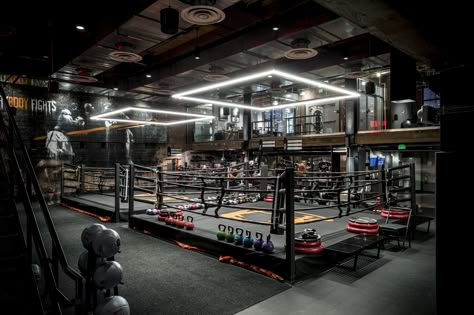 Commercial Gym Design, Home Gym Basement, Gym Lighting, Dream Home Gym, Dream Gym, Gym Design Interior, Mma Gym, Boxing Ring, Manchester City Centre