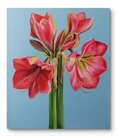 Original Oil Painting Pink Amaryllis Flower Wall Decor Small Lilies Painting Flower Canvas Painting by DorohanArtShop on Etsy Amaryllis Painting, Flower Canvas Painting, Number Artwork, Pink Amaryllis, Amaryllis Flower, Amaryllis Flowers, Lily Painting, Flower Painting Canvas, Painting Flower