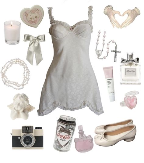 Soft Angel Aesthetic Outfits, Angelic Outfits Aesthetic, Angelic Aesthetic Outfit, Dreamy Aesthetic Fashion, Original Coquette, Morute Aesthetic Outfits, Angel Outfit Aesthetic, Angelic White Dress, Angel Core Aesthetic Outfits