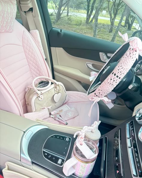 Late night post 🩷✨🍁🌸🎀 Kristina Core, Pink Aesthetic Home, Pink Car Interior, Odyssey Van, Pink Tesla, Preppy Car Accessories, Bag Tour, Best Cars For Teens, Pink Cars