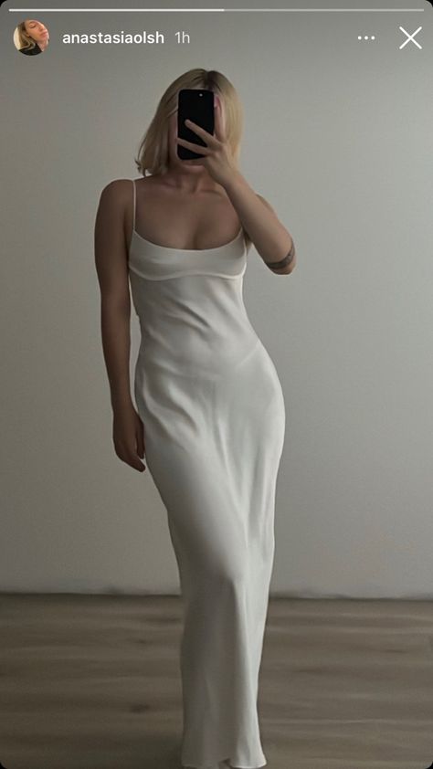 White Silk Dress Aesthetic, Formal White Satin Slip Dress, White Slip Dress Aesthetic, Chic White Satin Slip Dress, Long White Silk Dress Aesthetic, Silk Dress Aesthetic, White Satin Floor-length Slip Dress, Dress In Italy, Italy Packing