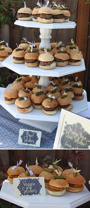 Burger Display, Sliders Buffet, Slider Display, Sliders Party Buffet, How To Serve Burgers At A Party, Slider Burger Bar, Slider Bar Wedding, Slider Display Parties Food, Sliders Bar